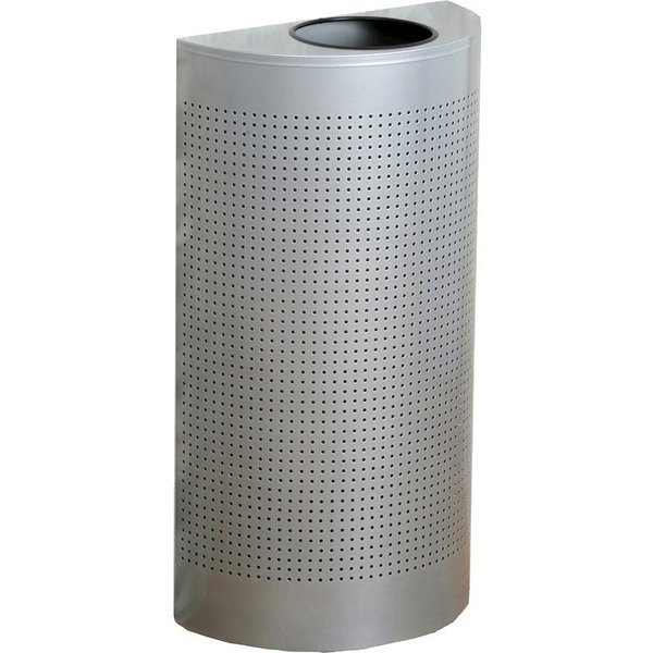 Rubbermaid Commercial 12 gal Semicircular Half Round Metallic Waste Receptacle, Silver, Steel RCPSH12EPLSM